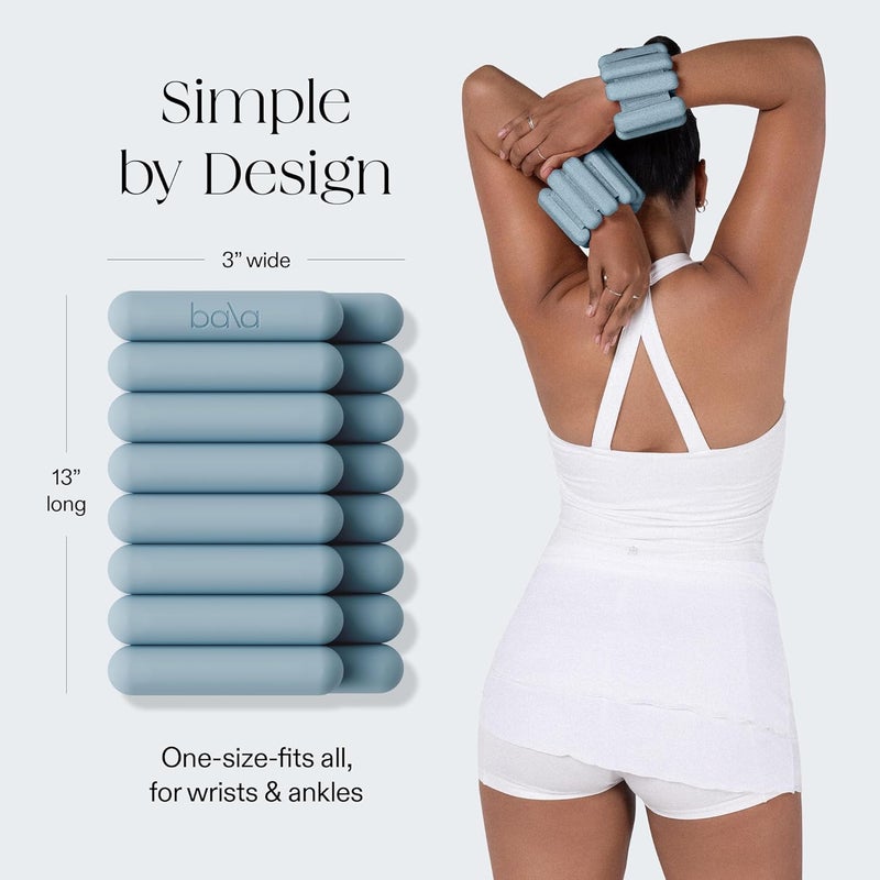 Bala Bangles Wrist & Ankle Weights - Adjustable Weighted Bands for Women & Men - Soft Silicone Arm & Leg Weights for Pilates, Yoga, Walking, Barre, Home Workout & Strength Training Exercise - Image 4